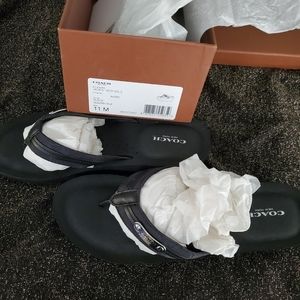 Authentic New Coach Jaden Sig Black Wedg Sandals